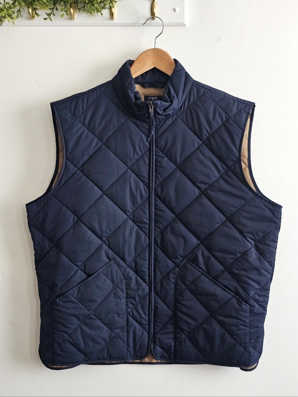 J.Crew Authentic Outerwear Walker Quilted Vest Navy XL Full Zip Lightweight